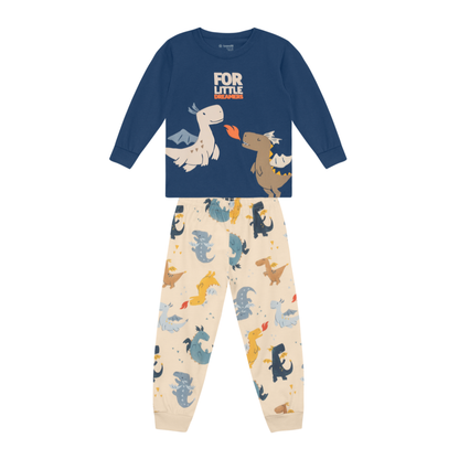 Camiseta manga larga Y Pantalón Nene | Dinosaurio Azul Brandili
