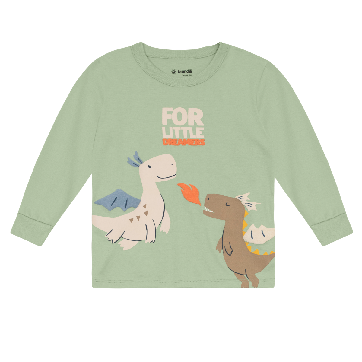 Camisesta manga larga Y Pantalón Nene | Dinosaurio Verde Brandili