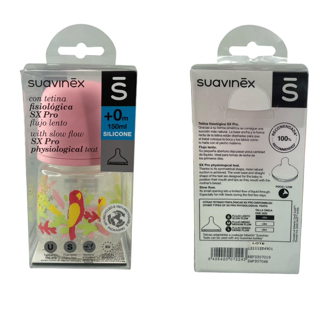 Biberón 150ml sx pro jungla rosa (0 meses)