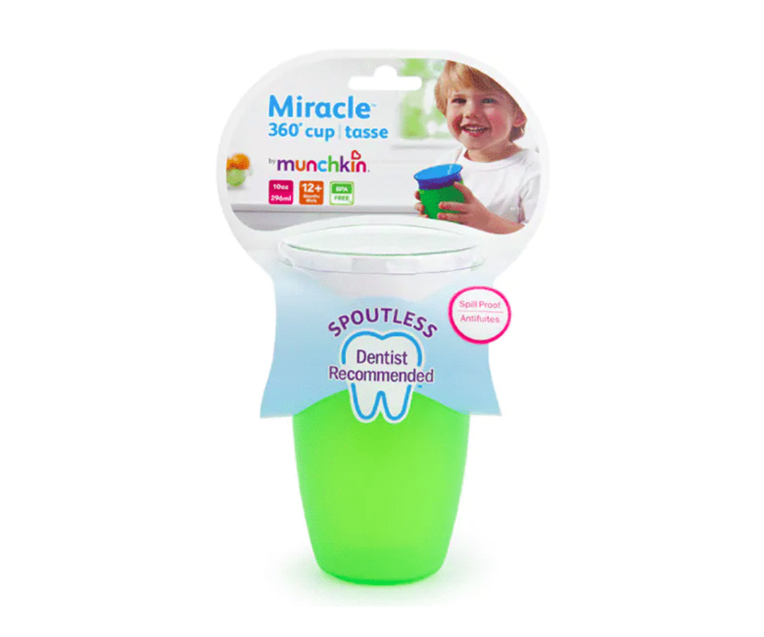 VASO 360 10 OZ CON TAPA VERDE MUNCHKIN