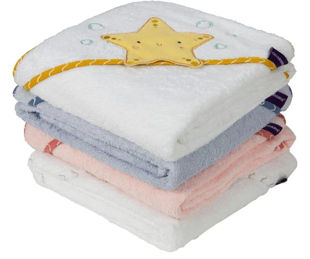 Toalla Con Capucha Celeste Clevamama