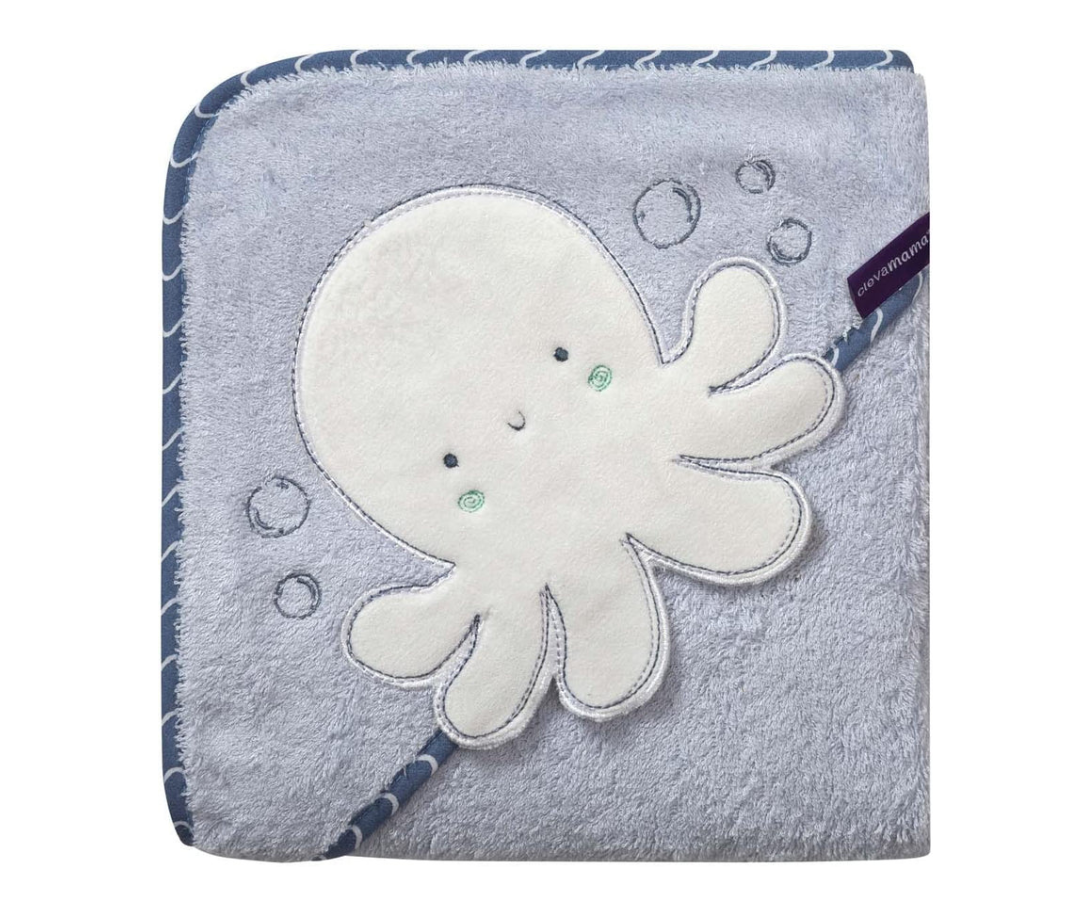 Toalla Con Capucha Celeste Clevamama