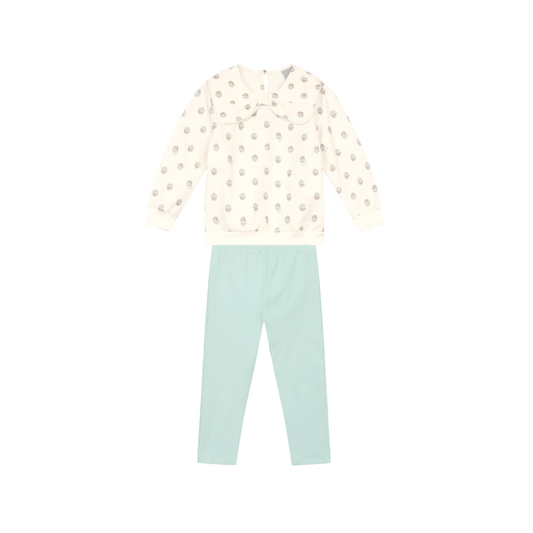 Blusón Y Pantalón Legging Nena | Beige Celeste - Mundi