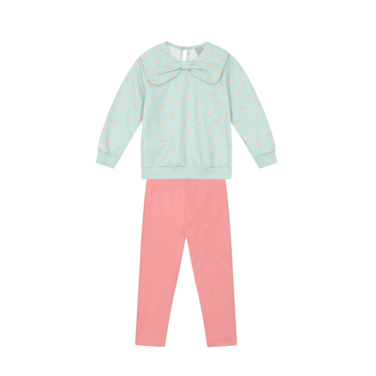 Blusón Y Pantalón Legging Nena | Azul Rosa - Mundi