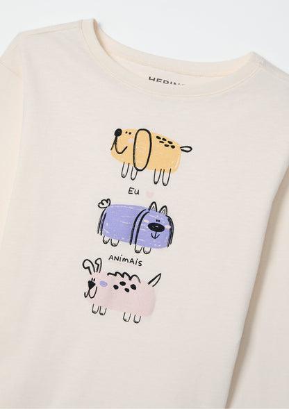 Camiseta blanca manga larga niña