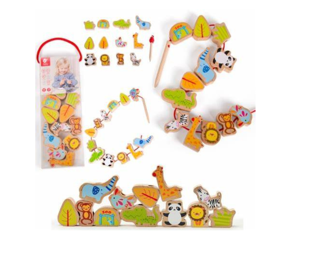 Clasificador dicáctico de madera Zoo Beads