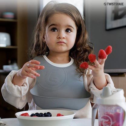 Babero Gris Pastel + Blanco