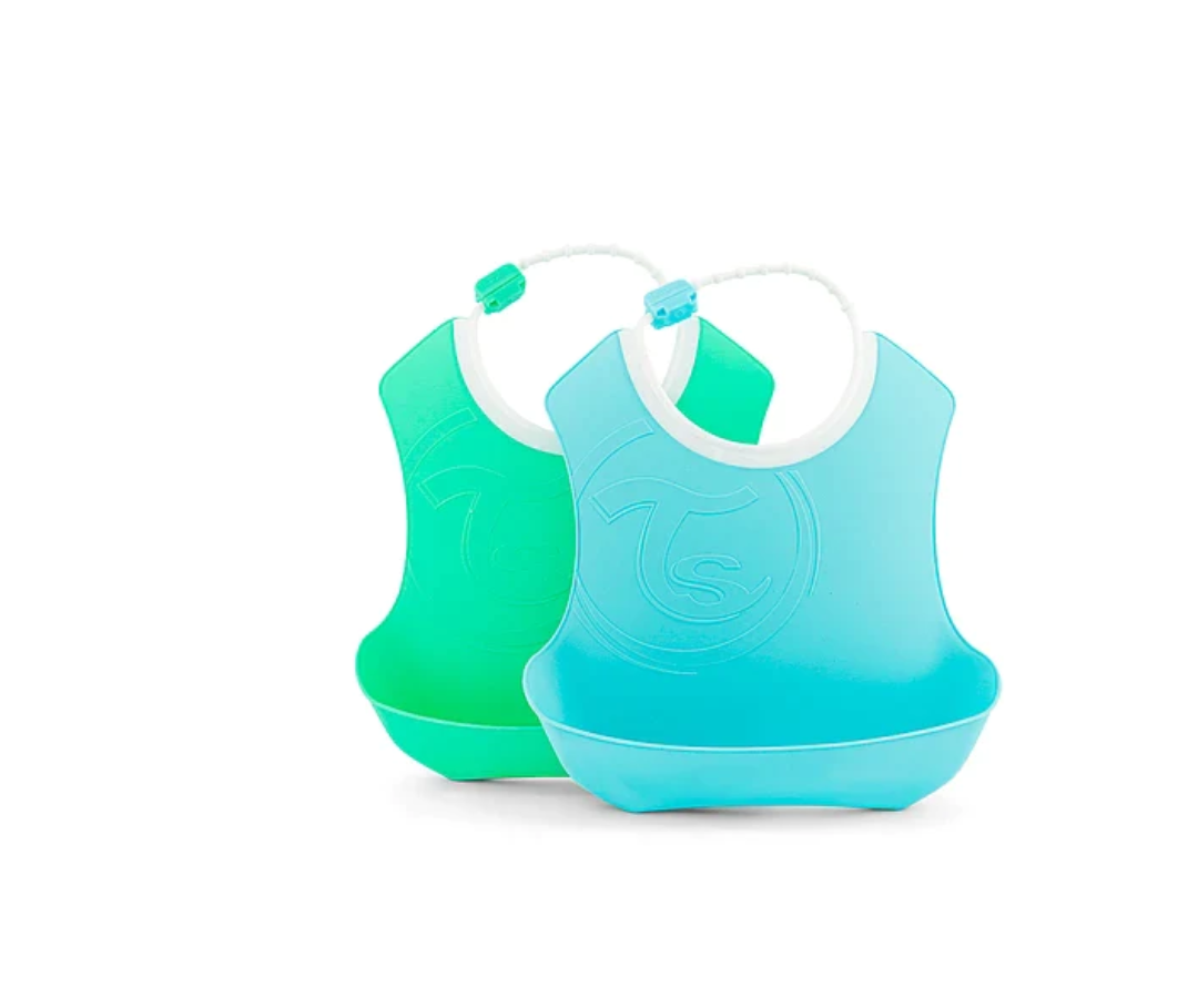 Baberos Plasticos X2 4+M Celeste Y Verde