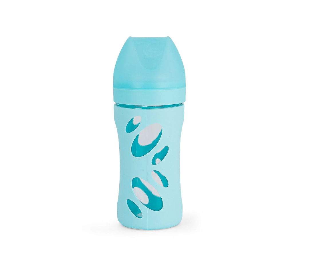 BIBERON DE VIDRIO TWISTSHAKE ANTI COLIC 260ML AZUL TWISTSHAKE