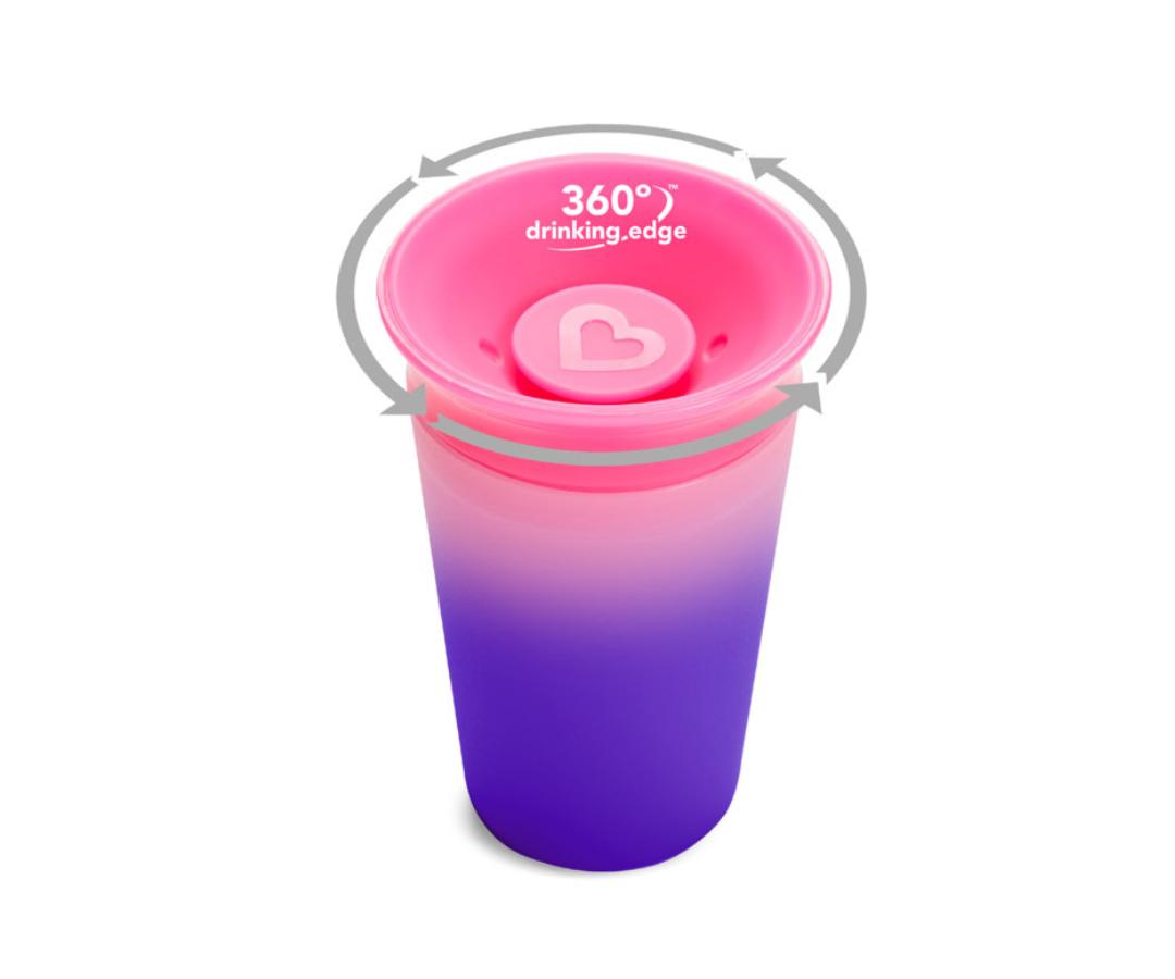 MIRACLE 360 TAZA CAMBIA DE COLOR SIPPY 9 OZ- ROSA MUNCHKIN