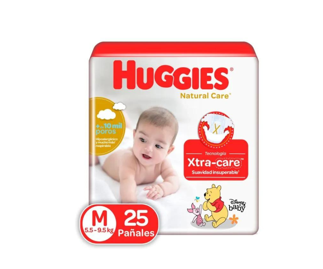 PAÑALES HUGGIES NATCARE TALLA M X25