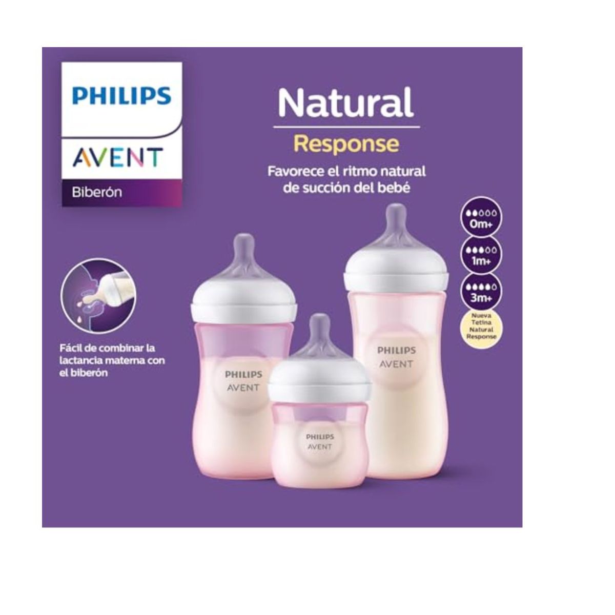 Set De Tres Biberones Natural Response | Rosa Avent