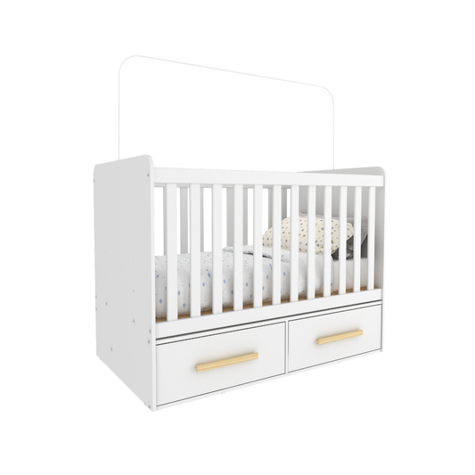 Cuna Con Cajón Blanco Natural