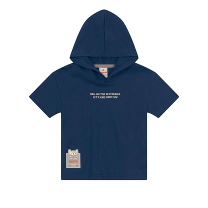 Camiseta Con Capota Y Bermuda Nene | Azul - Gris Brandili