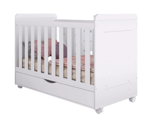 Cuna Con Cajón Color Blanco Multimovies