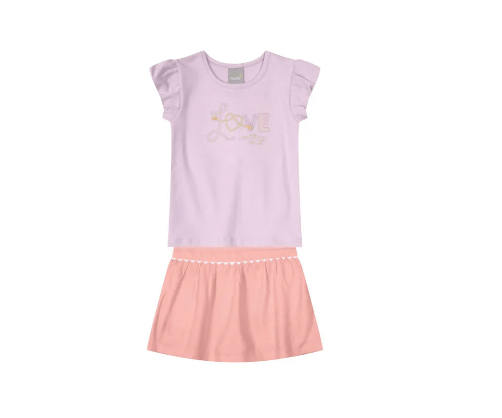 Conjunto Para Nenas Blusa Y Falda Shorts Mundi