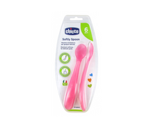 Cuchara Rosada De Silicon 6M X2 Chicco
