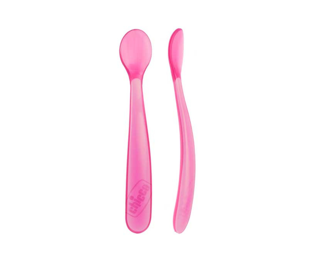 Cuchara Rosada De Silicon 6M X2 Chicco
