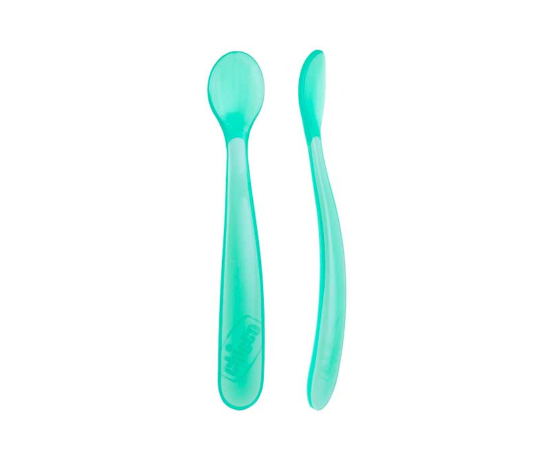 Cuchara Celeste De Silicon 6M X2 Chicco