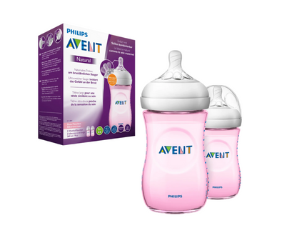 Biberon Natural 2 9 Oz Rosado X2 Avent