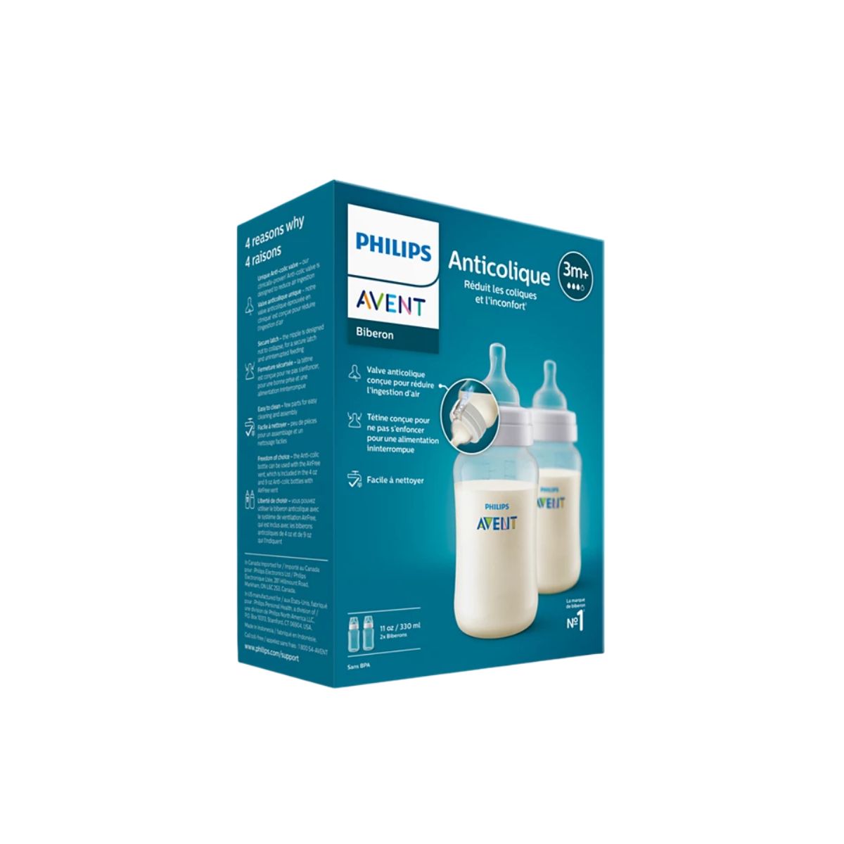 Biberón anti cólico Avent 11oz x2