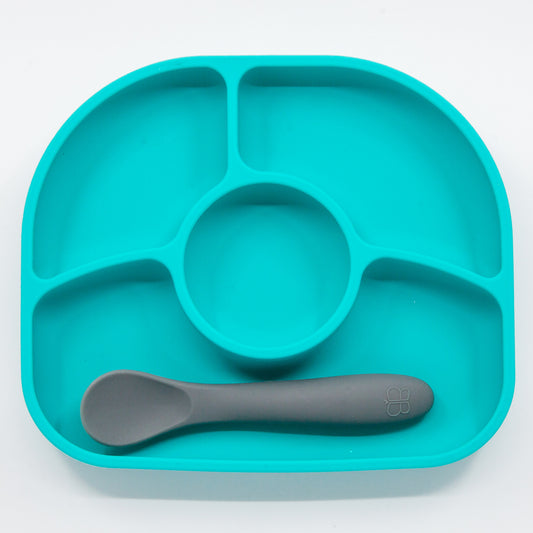 Plato con divisiones de silicon y cuchara BBLüv