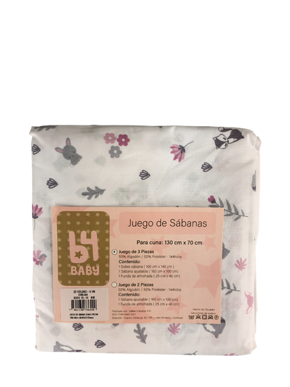 Juego de sábanas tres piezas.