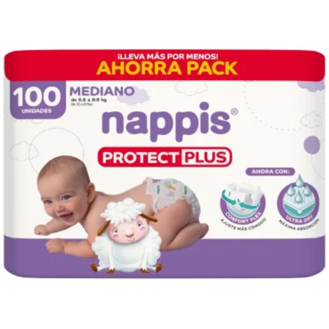 Nappis pañales protect plus mediano x100