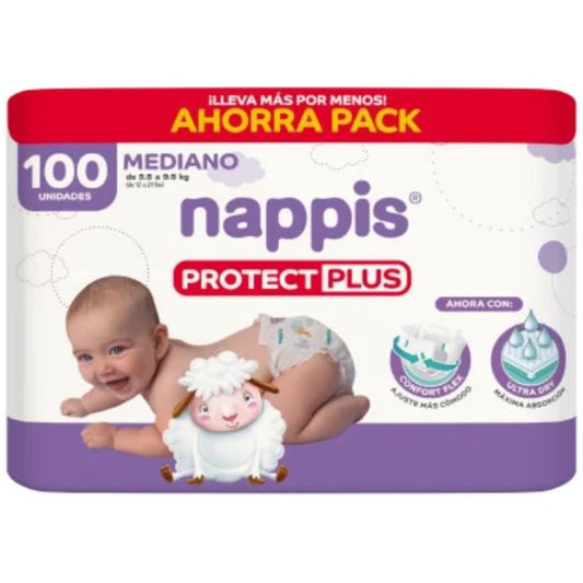 Nappis pañales protect plus mediano x100