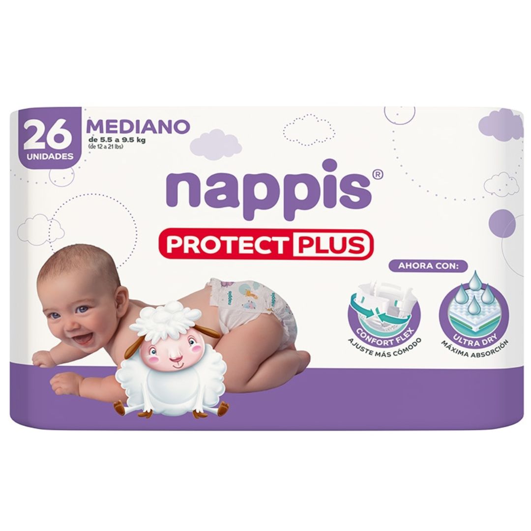 Nappis pañales protect plus mediano x26