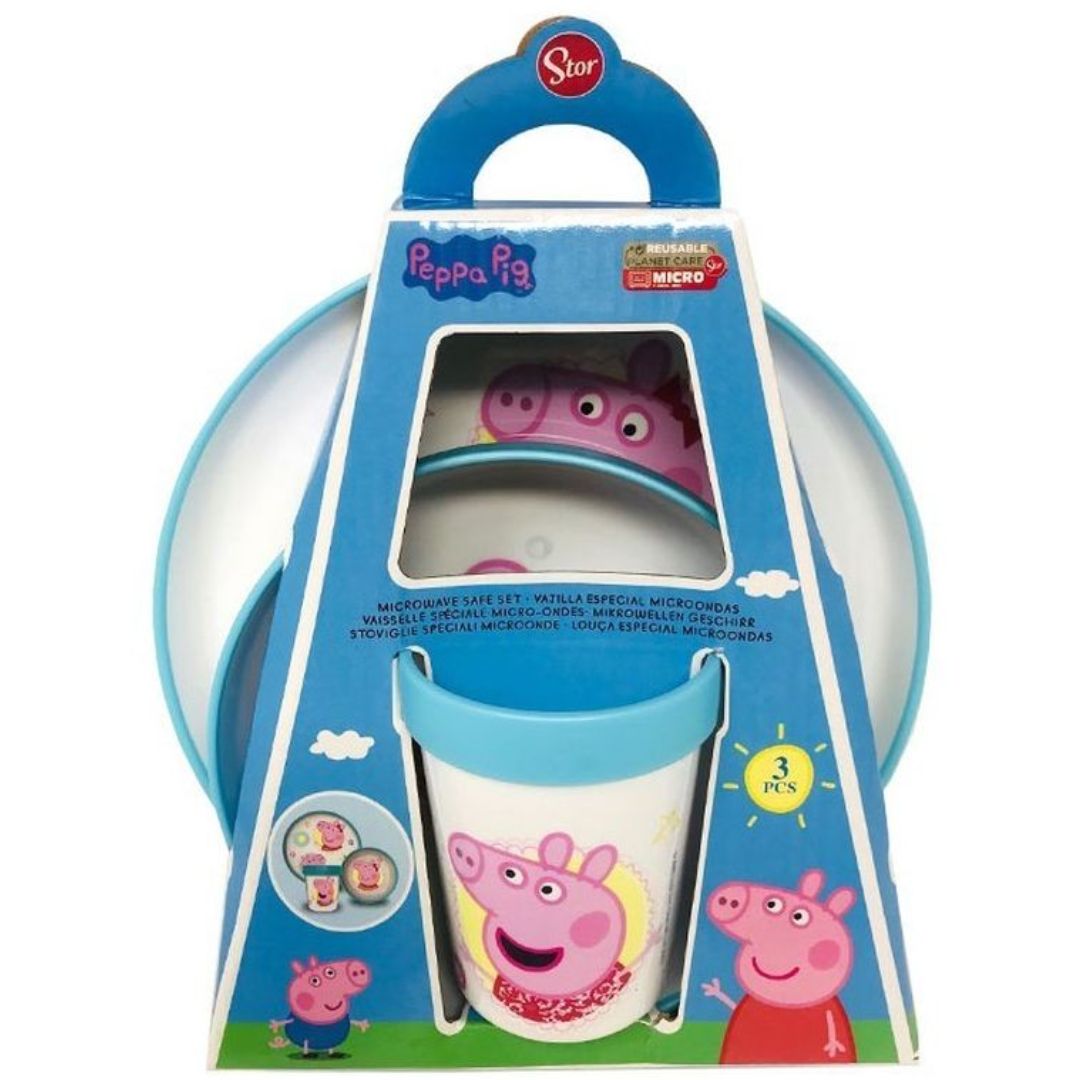 Vajilla bicolor peppa pig 3 piezas