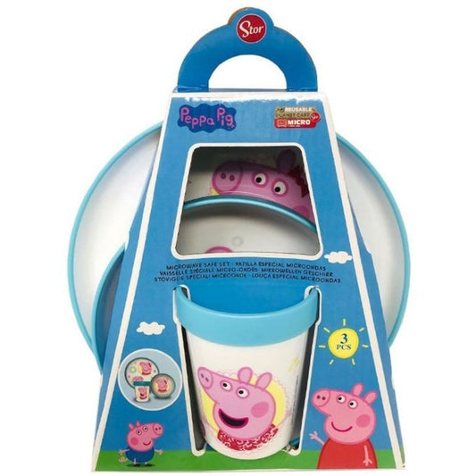 Vajilla bicolor peppa pig 3 piezas