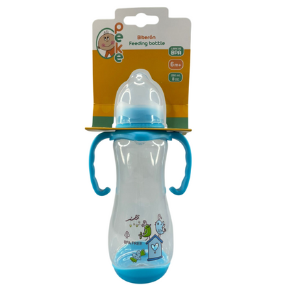 Biberón ergonómico con agarradera Peke 8 onzas