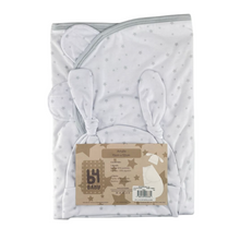 Cobija con gorro para envolver al bebé