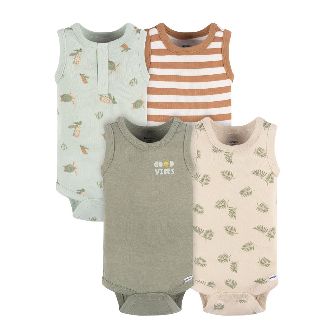 Paquete de 4 bodys Onesies® sin mangas