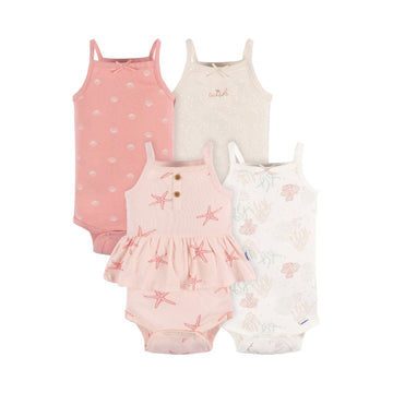 Paquete de 4 bodys Onesies® nena sin mangas