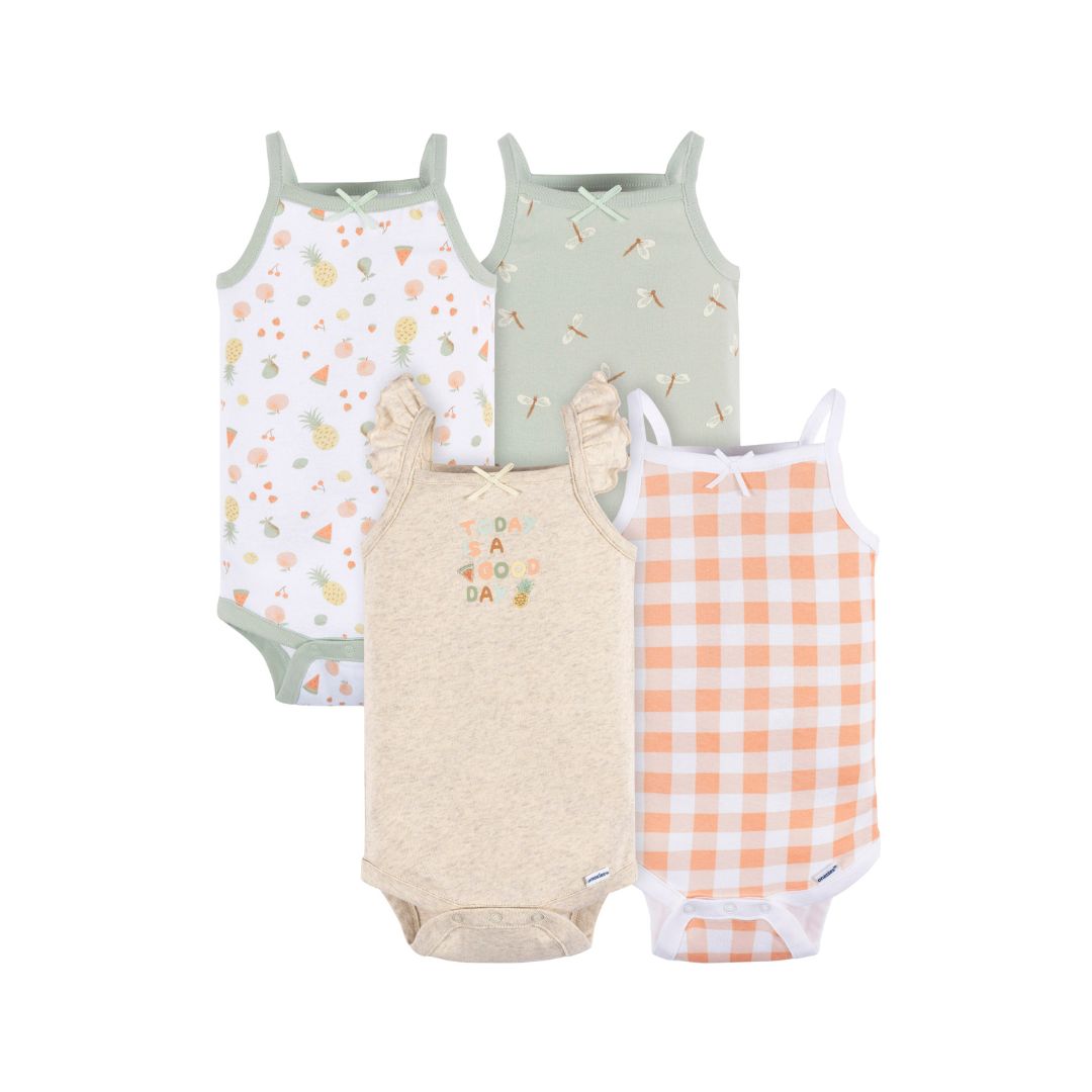 Paquete de 4 bodys Onesies® nena sin mangas