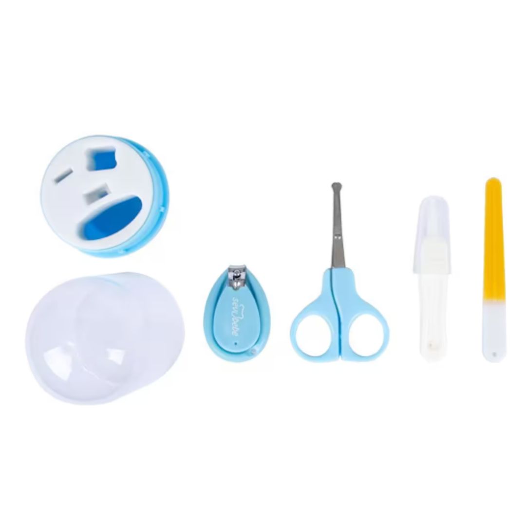 Set de manicure tijeras y cortaúñas azul