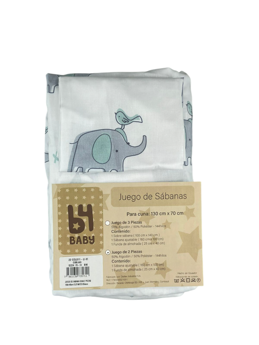 Juego De Sábanas 2 Piezas | Elefantes B4 Baby