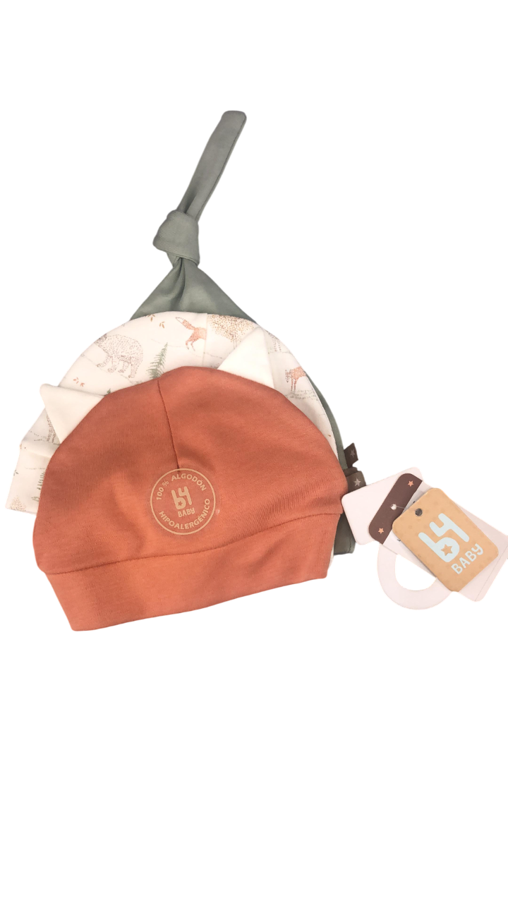 Set de 3 gorros de algodón