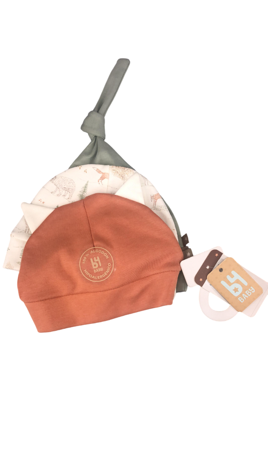 Set de 3 gorros de algodón