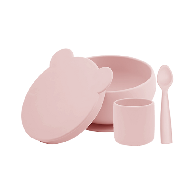 Set de Bowl con tapa, cuchara y vasito.