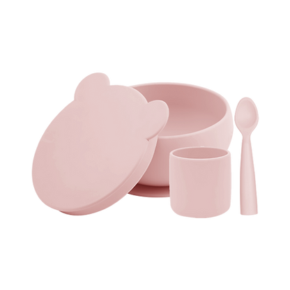 Set de Bowl con tapa, cuchara y vasito.