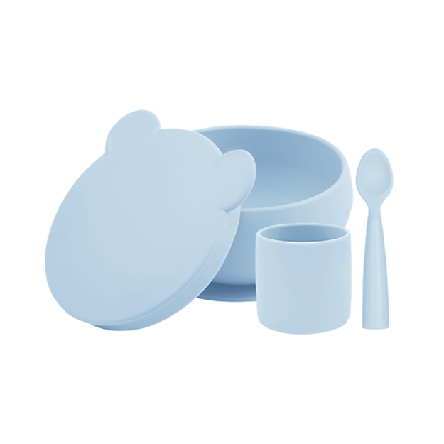 Set de Bowl con tapa, cuchara y vasito.