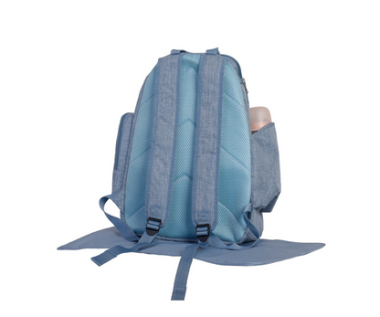 Pañalera Mochila Celeste Melange Born