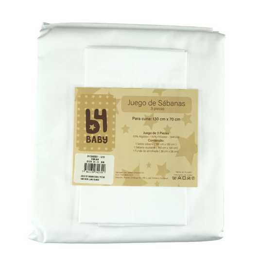 Juego de sábanas 3 pzas blanco