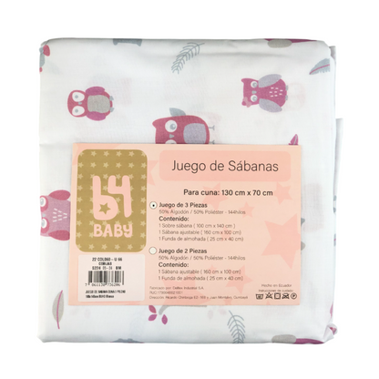 Juego de sábanas tres piezas.