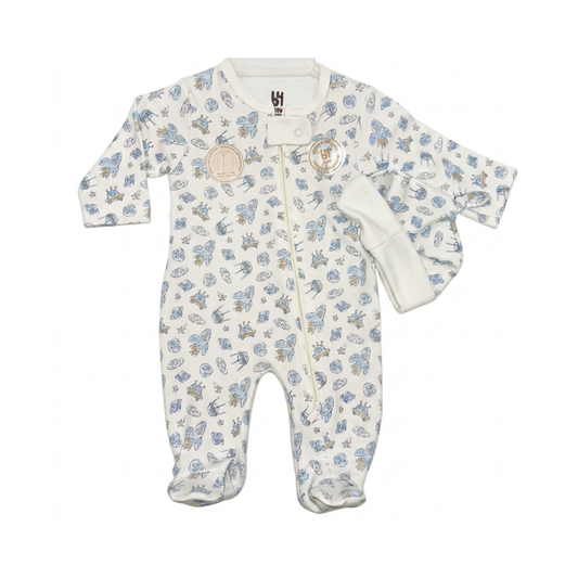 Set pijama y gorro algodón RN