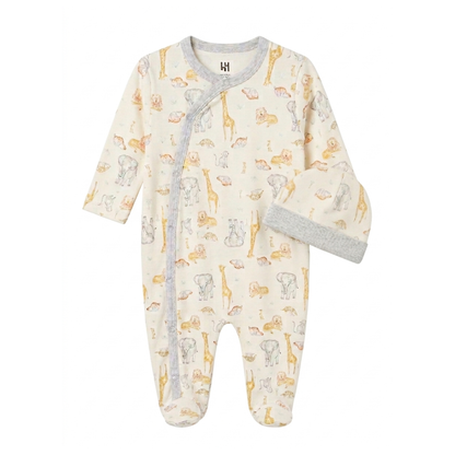 Set de Pijama y gorro de algodón| 6 a 9 meses