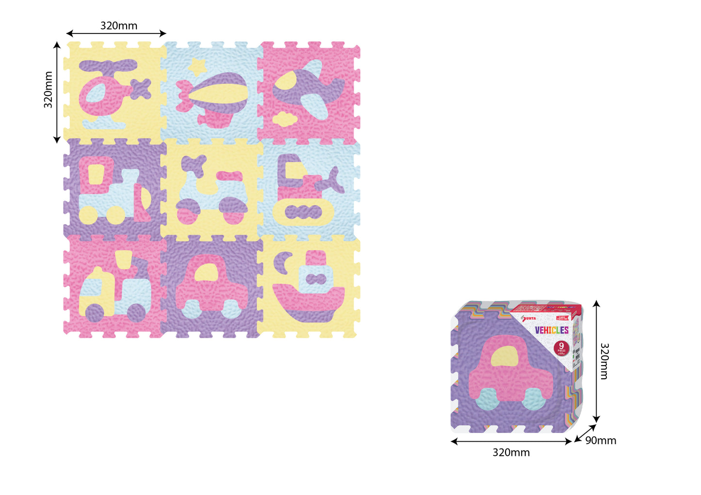 Alfombra 9 Pcs Vehiculos Sun Ta Toys